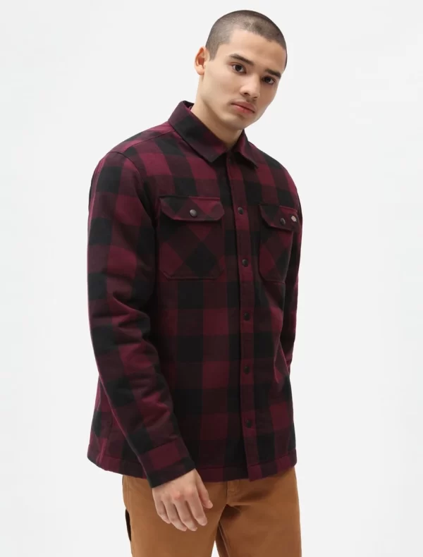 DICKIES - חולצה מכופתרת ארוכה LINED SACRAMENTO – D0A4XGRMR0 – maroon – 4