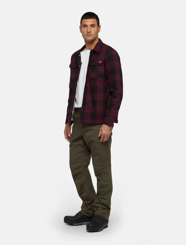 DICKIES - חולצה מכופתרת ארוכה LINED SACRAMENTO – D0A4XGRMR0 – maroon – 2
