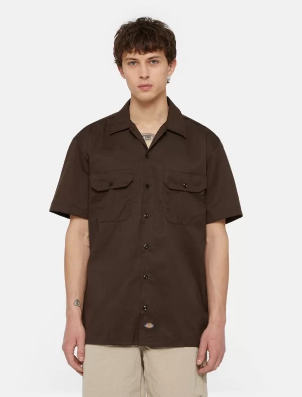 DICKIES - חולצת עבודה שרוול קצר REC – D0A4XK7DBX – dark-brown – 1