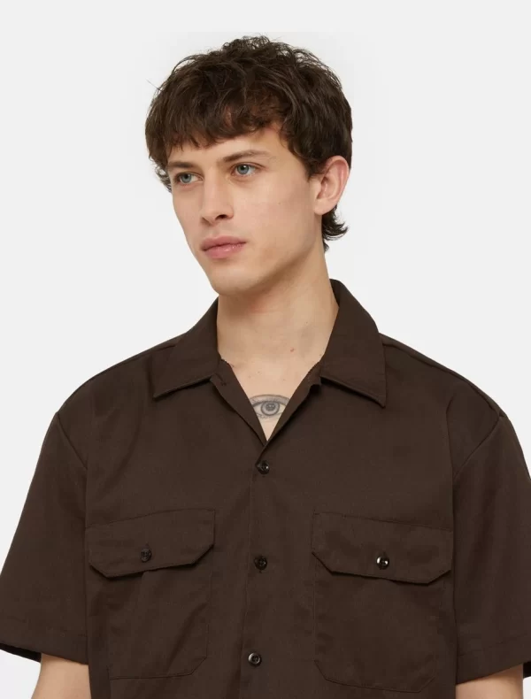 DICKIES - חולצת עבודה שרוול קצר REC – D0A4XK7DBX – dark-brown – 3