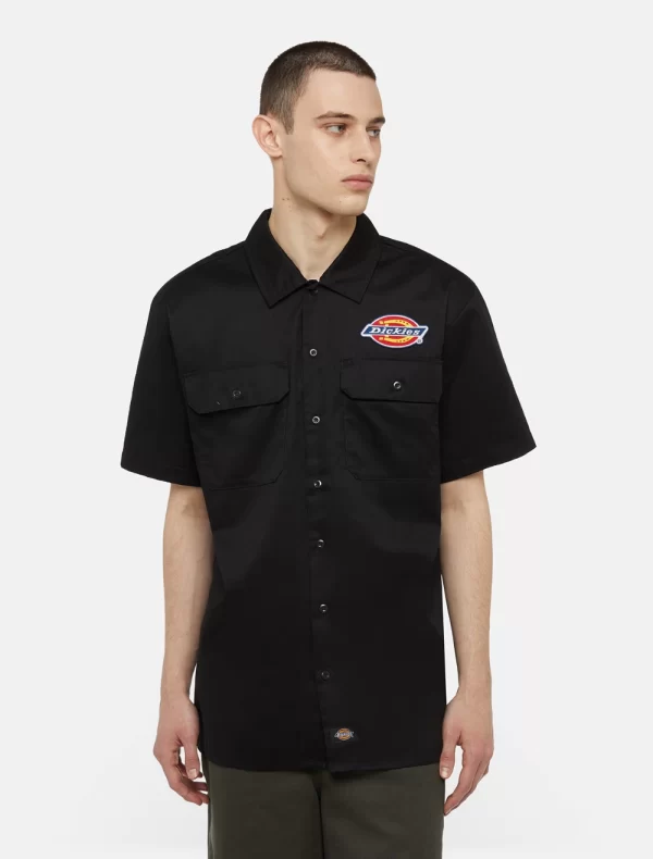 DICKIES - חולצה מכופתרת קצרה CLINTONDALE REC לגברים – D0A4XRRBLK – black – 1