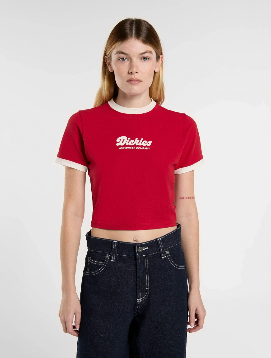 DICKIES - LEWISTOWN RINGER חולצת טי קצרה לנשים – D0A4Z8I0ER – english-red – 1