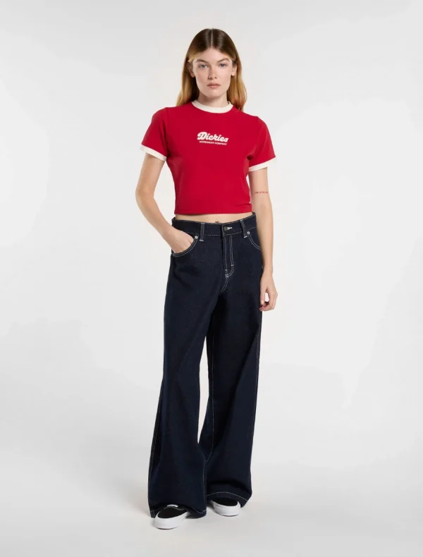 DICKIES - LEWISTOWN RINGER חולצת טי קצרה לנשים – D0A4Z8I0ER – english-red – 2