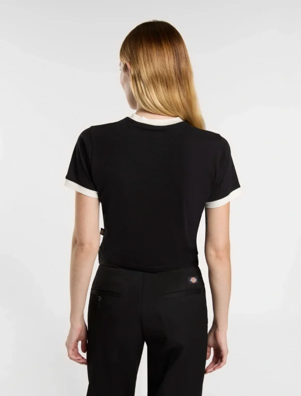 DICKIES - חולצת טי קצרה לנשים LEWISTOWN RINGER – D0A4Z8IBLK – black – 1