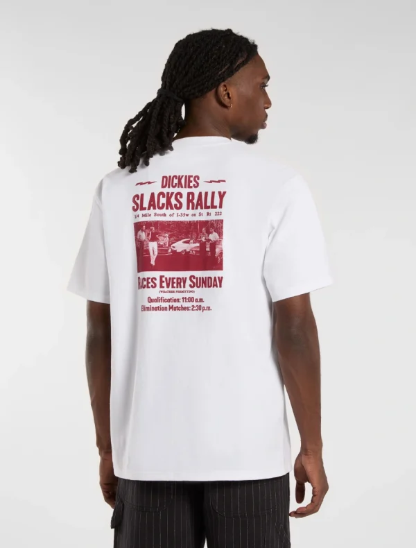 DICKIES - חולצת טי קצרה SLACKS RALLY – D0A4Z8U0WH – white – 1