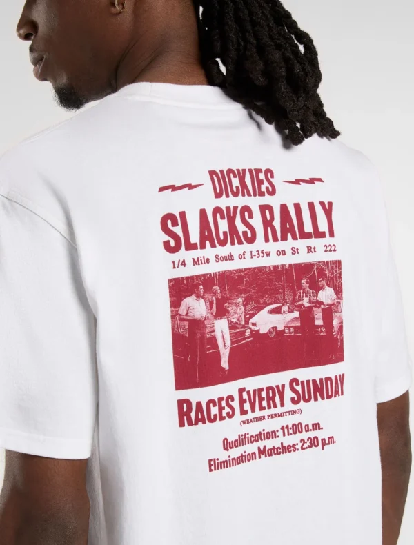 DICKIES - חולצת טי קצרה SLACKS RALLY – D0A4Z8U0WH – white – 5
