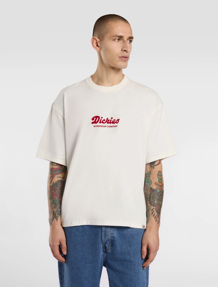 DICKIES - LEWISTOWN EMBRO חולצת טי קצרה – D0A4Z94C48 – beige – 1