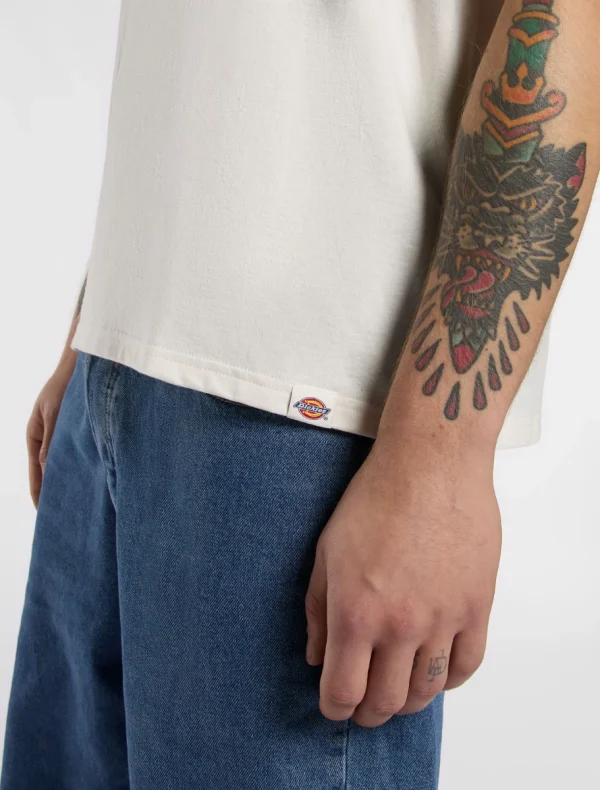 DICKIES - חולצת טי קצרה LEWISTOWN EMBRO – D0A4Z94C48 – beige – 3