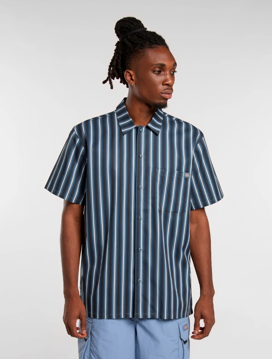 DICKIES - MULTI STRIPE WORK SHIRT חולצת עבודה שרוול קצר – D0A87G3G70 – stormy-weather – 1