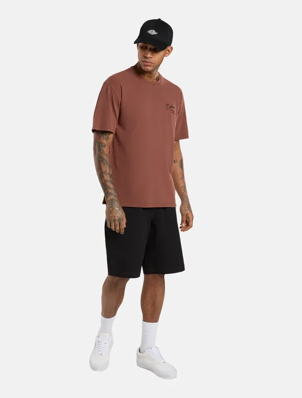 DICKIES - חולצת טי קצרה DICKIES ROPE CHEST LOGO – D0A4Z8WK47 – brown – 2