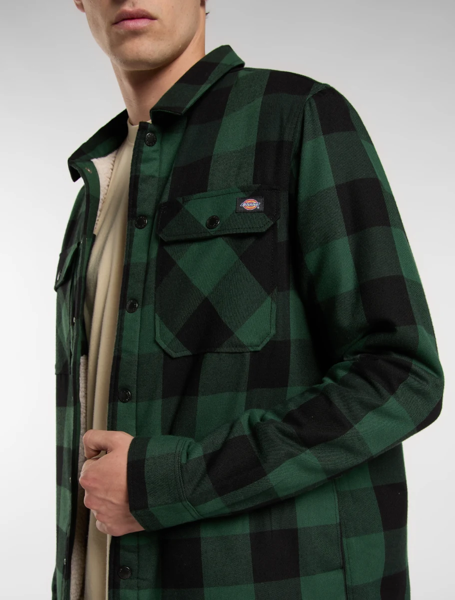 DICKIES - חולצה מכופתרת ארוכה LINED SACRAMENTO – D0A4XGRPIN – pine-needle-green – 3
