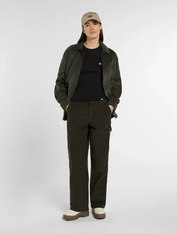 DICKIES - מכנסי נשים CORDUROY CARPENTER – D0A863ZOGX – olive-green – 2