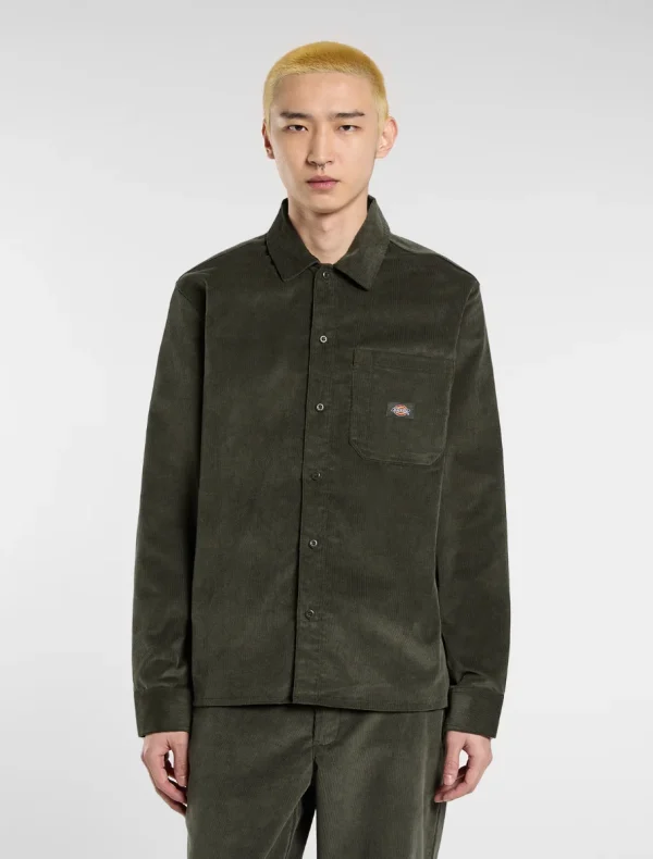 DICKIES - חולצה קורדרוי ארוכה CORDUROY SHIRT – D0A8652OGX – olive-green – 1
