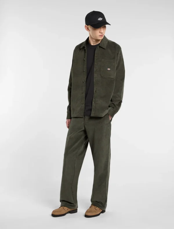 DICKIES - חולצה קורדרוי ארוכה CORDUROY SHIRT – D0A8652OGX – olive-green – 2