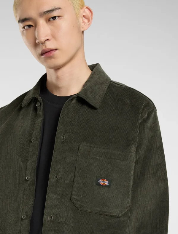 DICKIES - חולצה קורדרוי ארוכה CORDUROY SHIRT – D0A8652OGX – olive-green – 3
