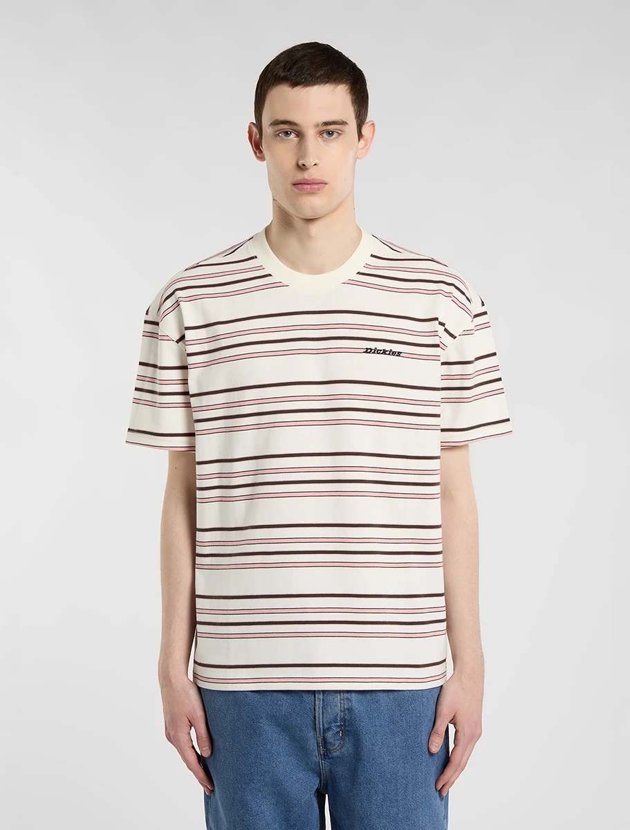 DICKIES - חולצת טי קצרה גברים EAST LIBERTY STRIPE – D0A88GFC48 – egret – 1