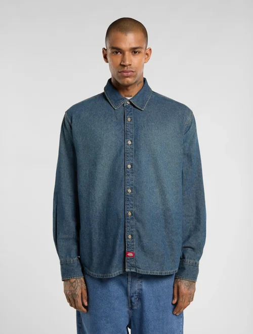 חולצה ג'ינס מכופתרת גברים LIGHTWEIGHT